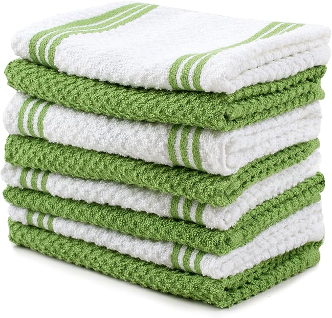 Sticky Toffee Cotton Dishcloths Set of 8, Brown and White, 12 x 12 in, Absorbent Reusable Tea Towels and Cleaning Cloths, Oeko-Tex Cotton