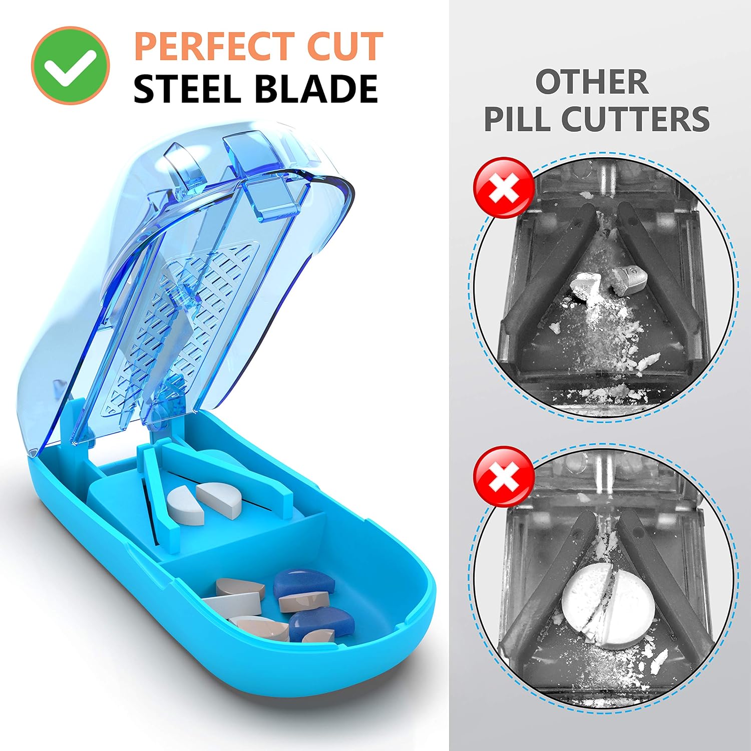 Pill Cutter Splitter Divider - Tablet Cutter Pill Splitter Chopper - Medication Quarter