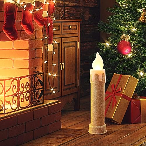 Miniatura 2 de Mr. Christmas Molde de soplado de luz LED sin llama parpadeante con purpurina para decoración de Navidad al aire libre, 24 pulgadas (paquete de 2),