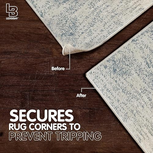 Miniatura 4 de Ledgebay Pinzas para alfombras de área, paquete múltiple reutilizable, antideslizante, lavable, antideslizante, agarre para alfombras para suelos de