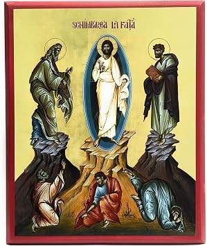 Wooden Byzantine Orthodox Christian Icon The Transfiguration of Jesus Christ on Mt. Tabor 9" x 11"