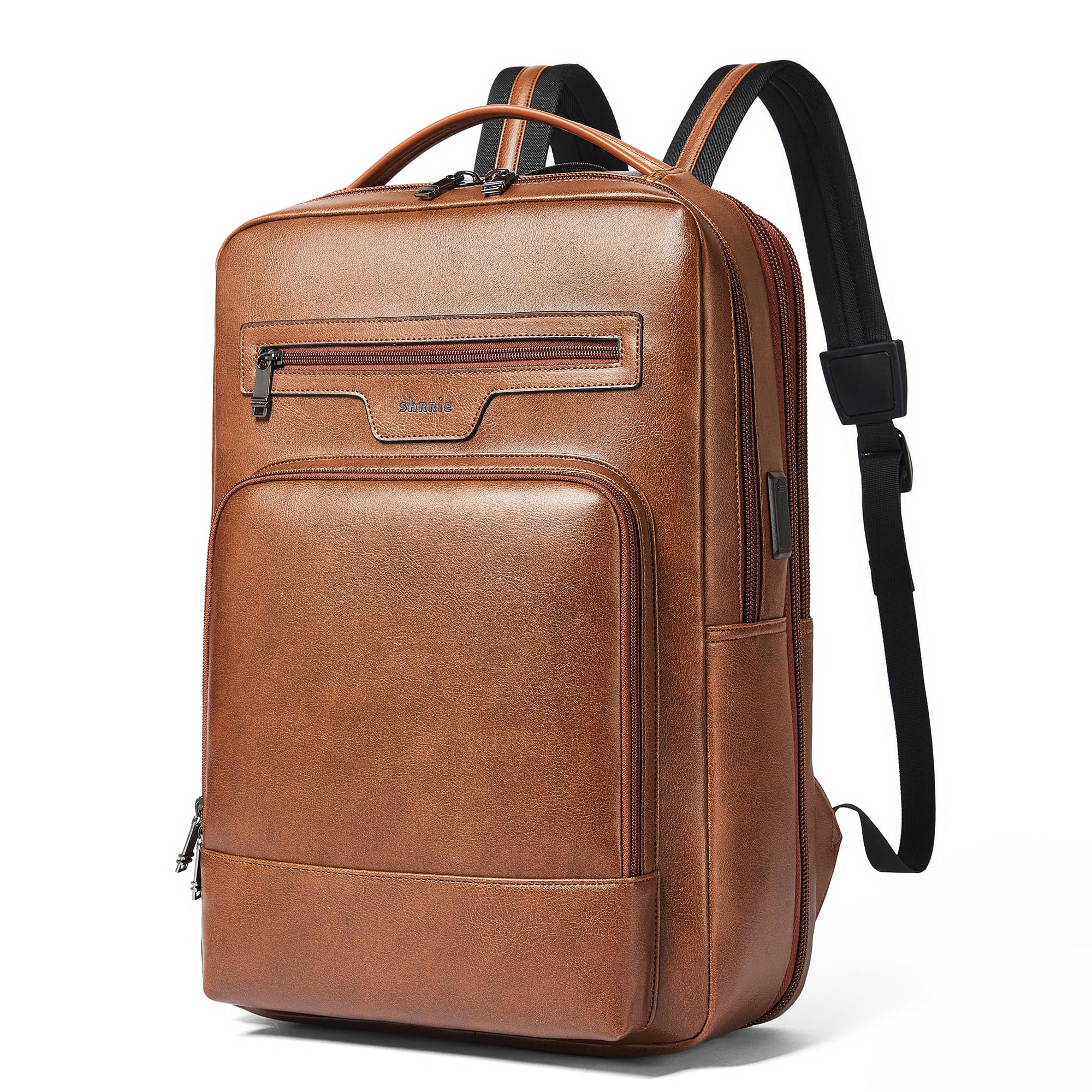 Shrrie Expandable Leather Backpack