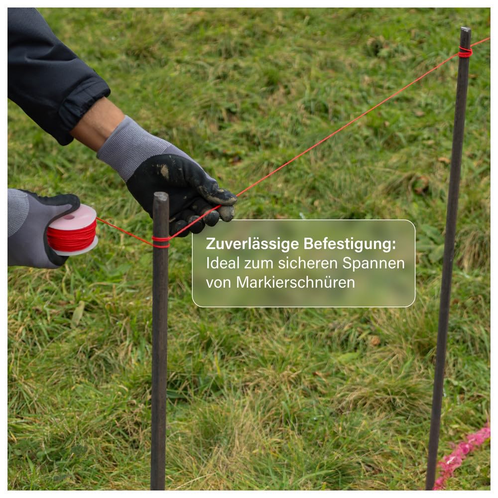 Dönges Schnureisen 10 Stück Ø 16mm x 800mm I Schnurpfahl für Garten- und Landschaftsbau I gefertigt aus europäischem Stahl | verwendbar als Bodenanker für Mauerschnüre