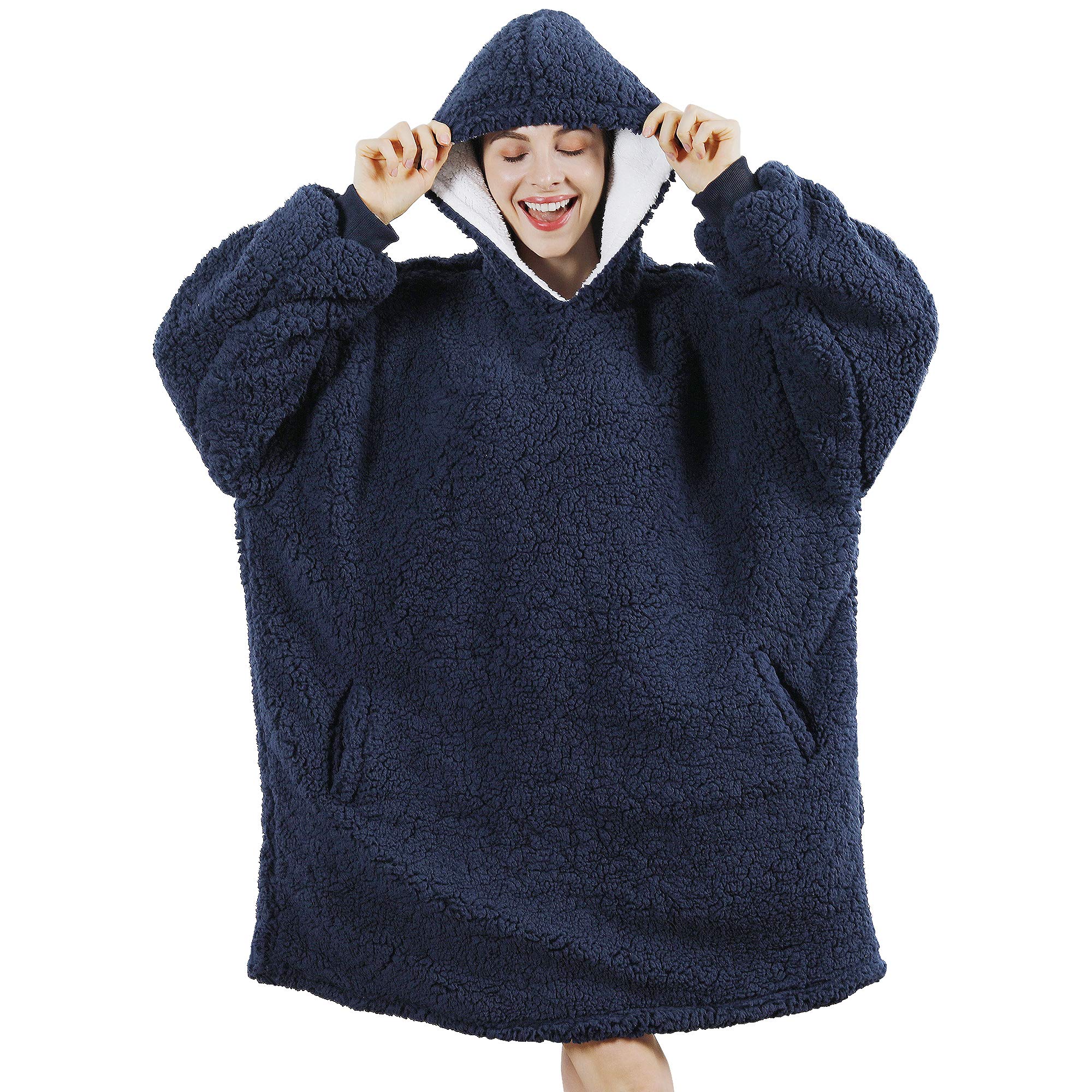 AmyHomie Blanket Sweatshirt, Oversized Sherpa Hooded Sweatshirt,Wearable Fleecehug Hoodie Blanket with Pocket for Adults &...