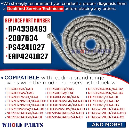 Miniatura 3 de Whole Parts Junta de sello de puerta de horno de rango (incluye 21 clips de montaje) Pieza # DG63-00093A - Reemplazo y compatible con algunas gamas