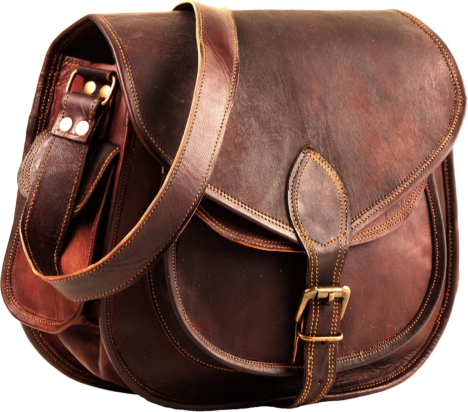 Leather Crossbody Purse for Women - Small Vintage Look Handbag | Satchel | Diaper Bag for Ladies - Image 7