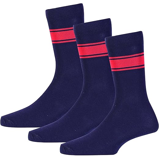 KV School Calf Length Socks Navy/Red (Pack of 3)