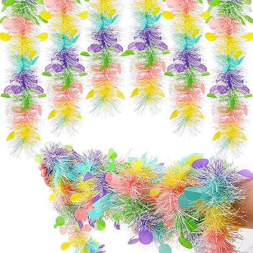 CCINEE Guirnalda de oropel de Pascua de 33 pies, colorido torcido de oropel con confeti para colgar en primavera, decoración para puerta de