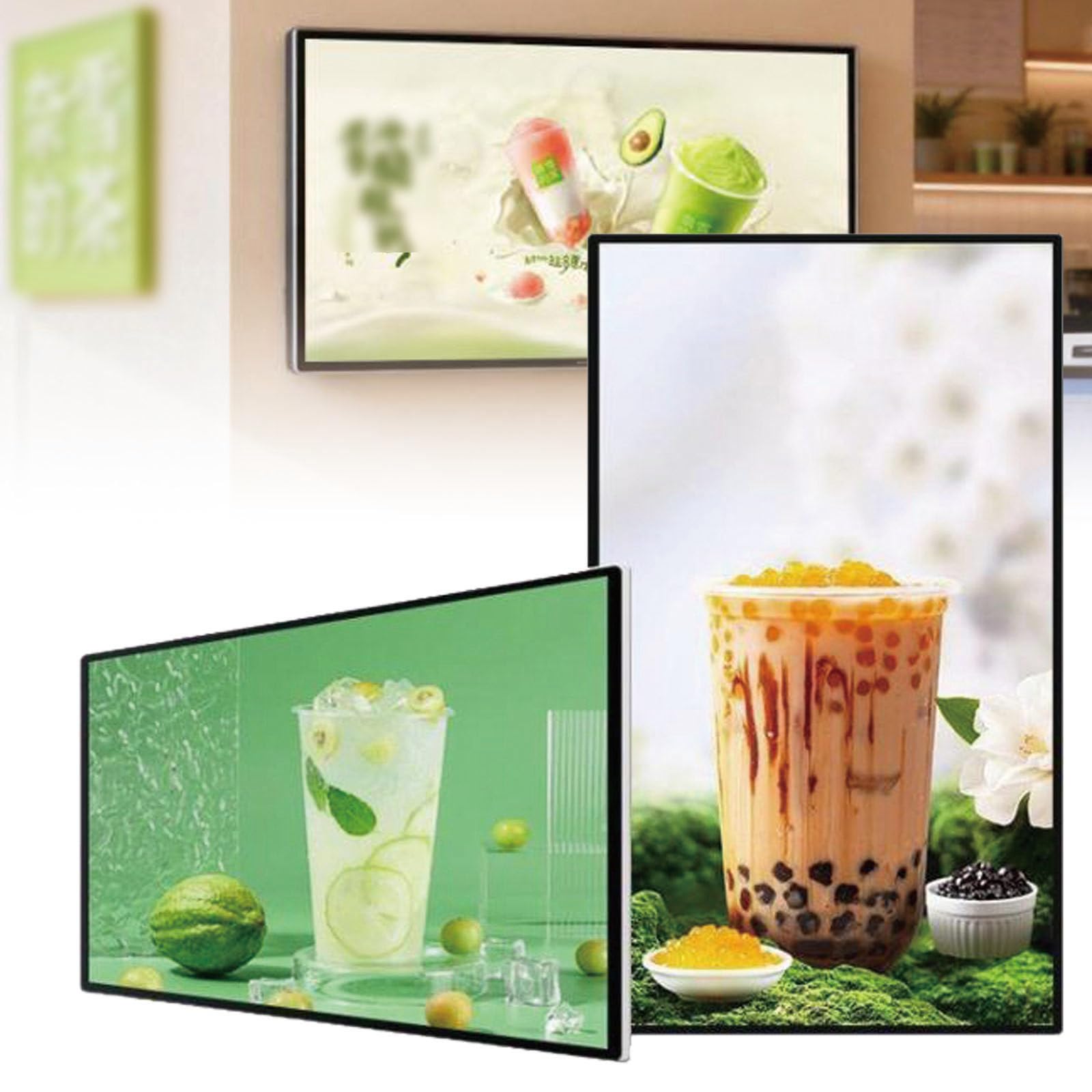 Ecran Affichage Dynamique pour Vitrine,Mode Paysage/Portrait,Diffusion à Distance/par Clé USB,Murale/Encastrée,écran Publicitaire LED pour Lire des Vidéos/Images 43inch