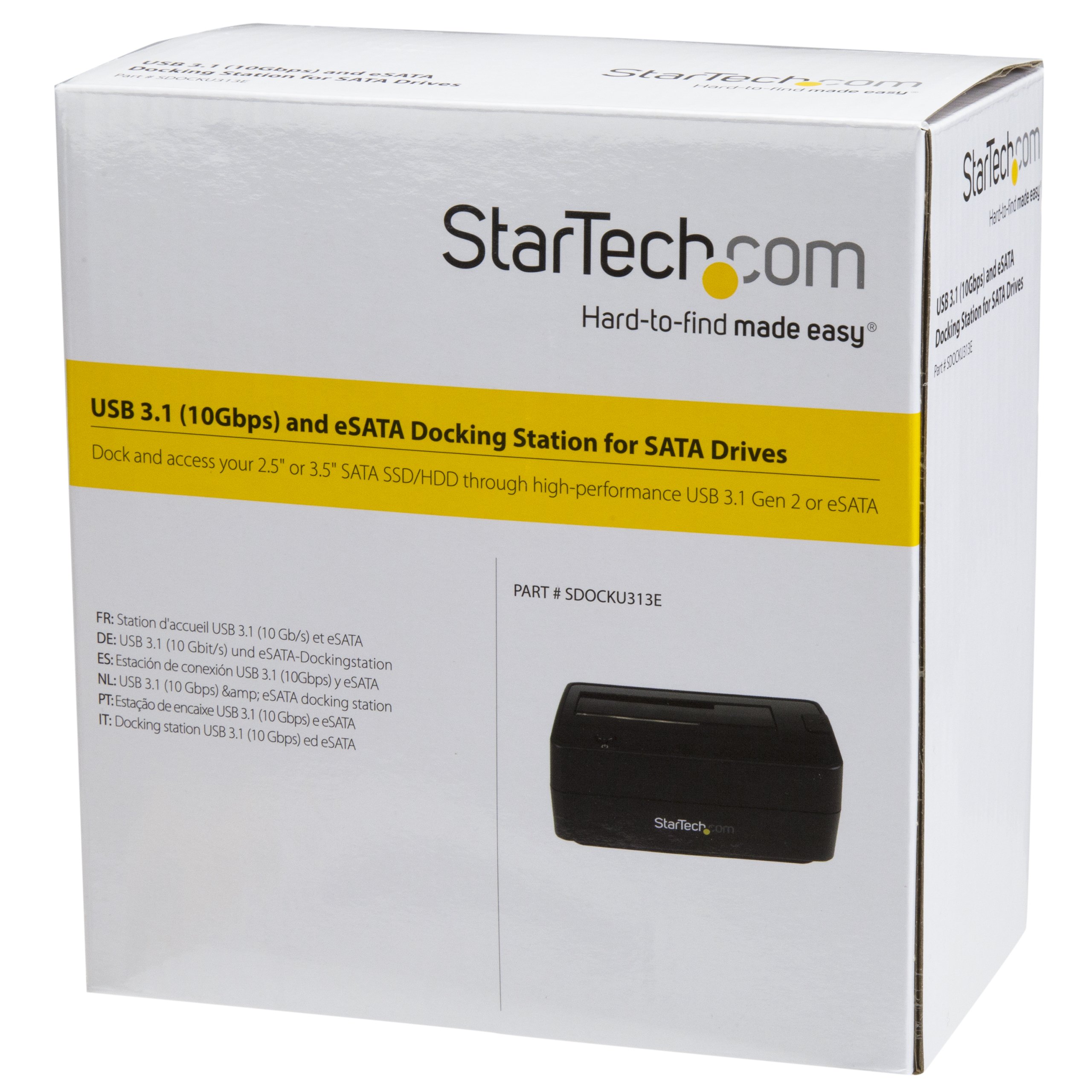 StarTech.com Station d'Accueil pour Disque Dur à 1 Baie USB 3.1 / eSATA vers SATA, Dock pour HDD USB 3.1 (10 Gbps), Dock pour HDD/SSD Externe 2.5/3.5" SATA III, Chargement par le Haut (SDOCKU313E)
