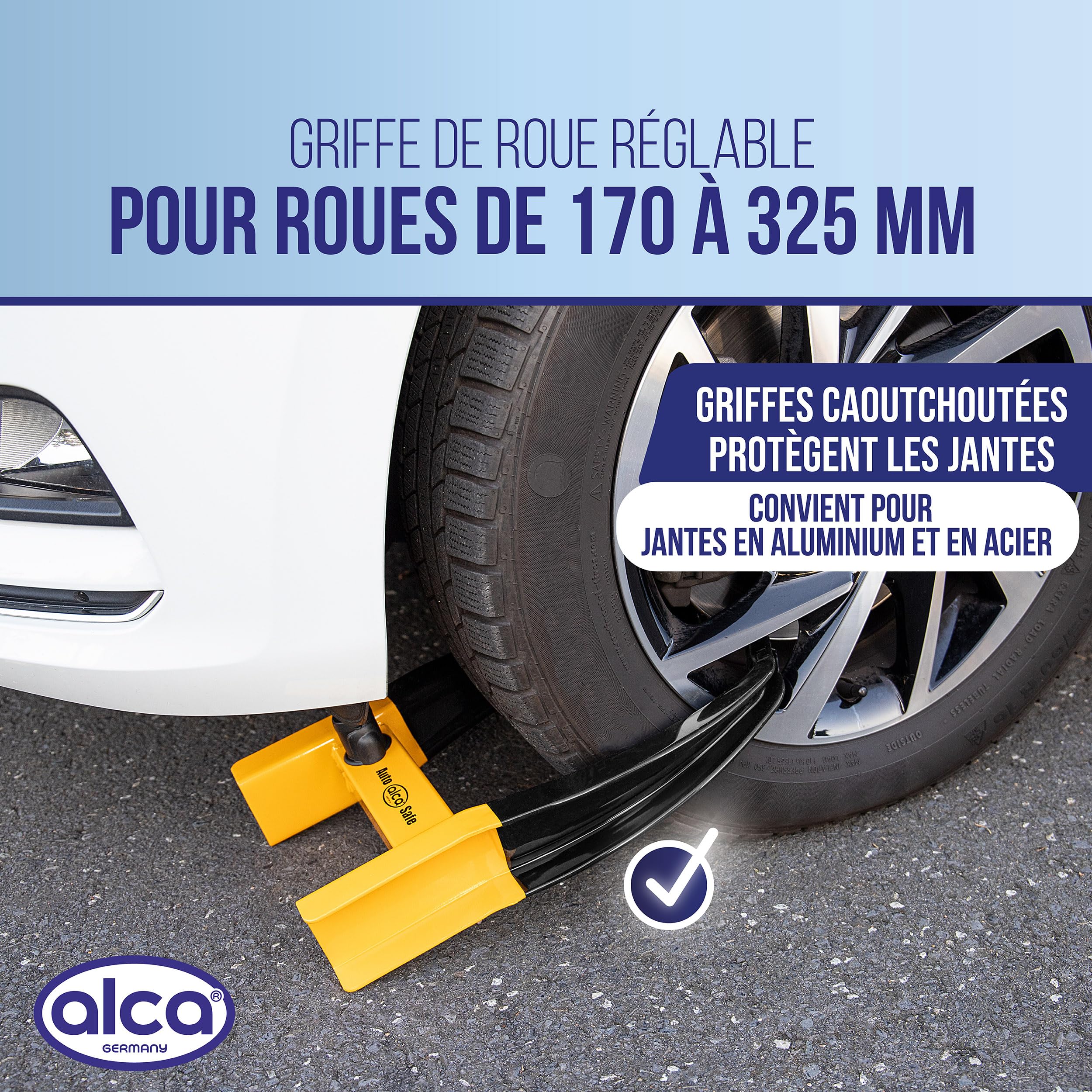 alca® Sabot de roue, largeur maximale du pneu : 325 mm, extensible, niveau de sécurité 3