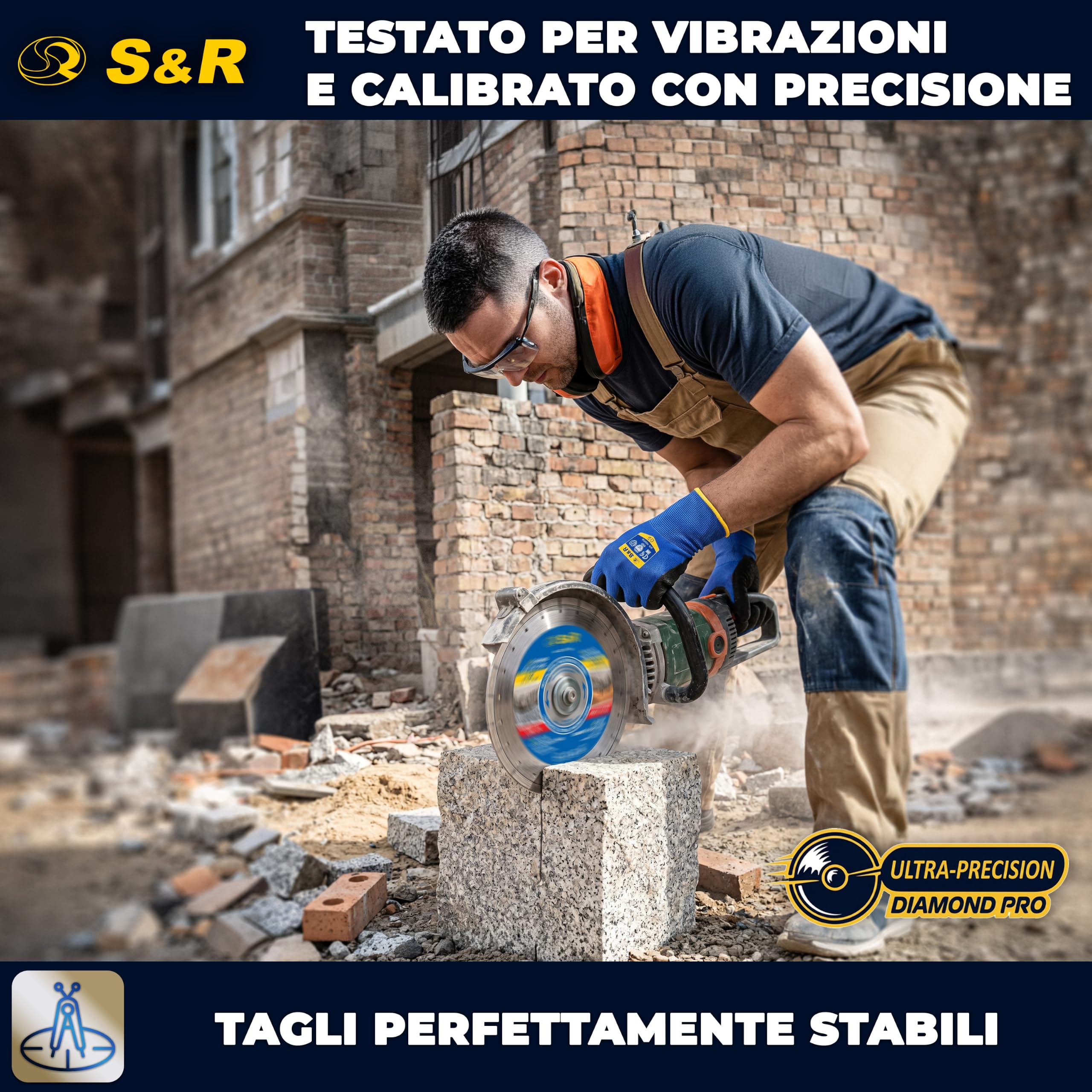 S&R Disco diamantato 350 mm Calcestruzzo. Disco Smerigliatrice 350 per troncare tagliare Calcestruzzo, Pietra, Mattoni Muratura