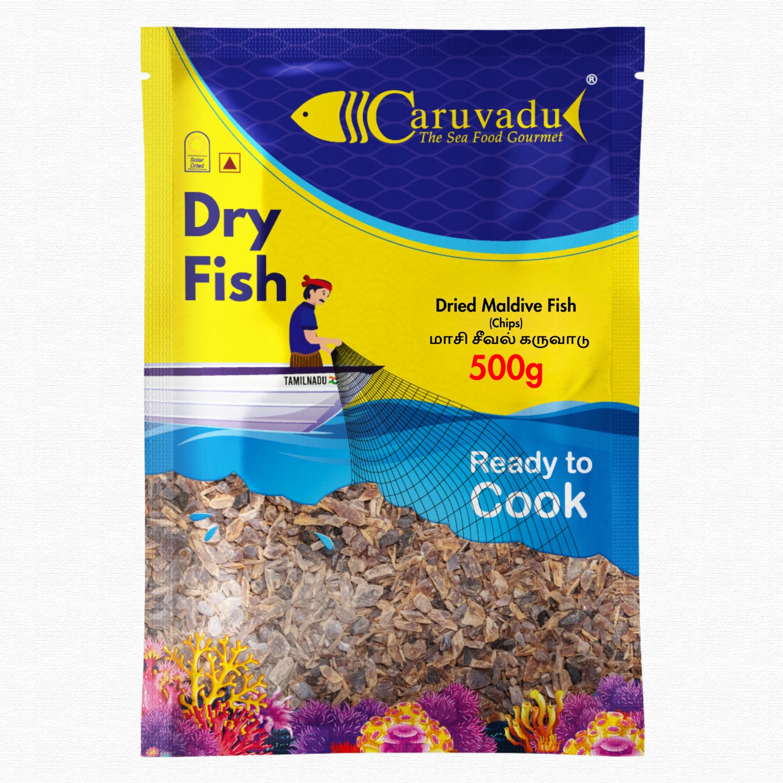 CARUVADU Dried Maldive Fish Chips (Maasi Karuvadu Powder) - Solar Dried, Hygienically Packed, Export Quality - (500g)-image-3