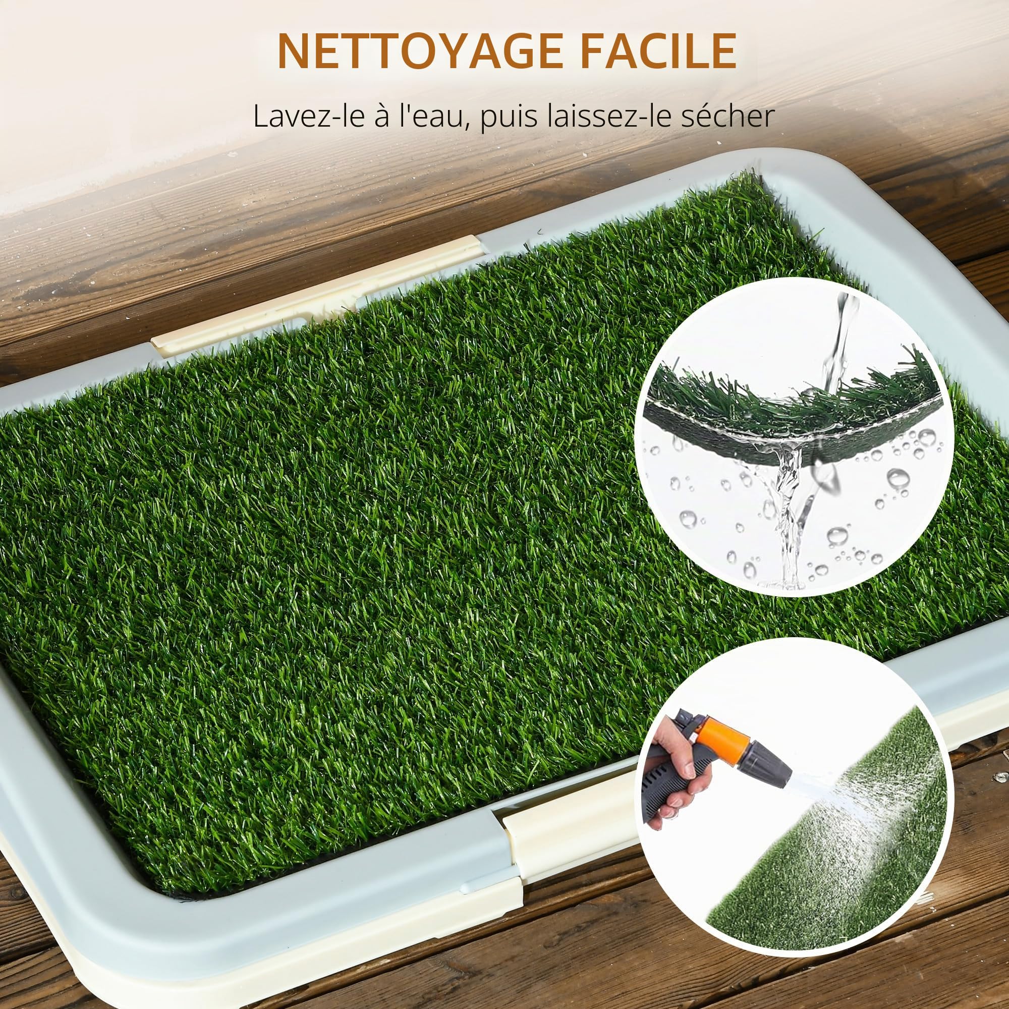 PawHut Toilettes d'intérieur pour Chien avec Gazon Artificiel, Panneau grillagé, Plateau, 63 x 48,5 cm