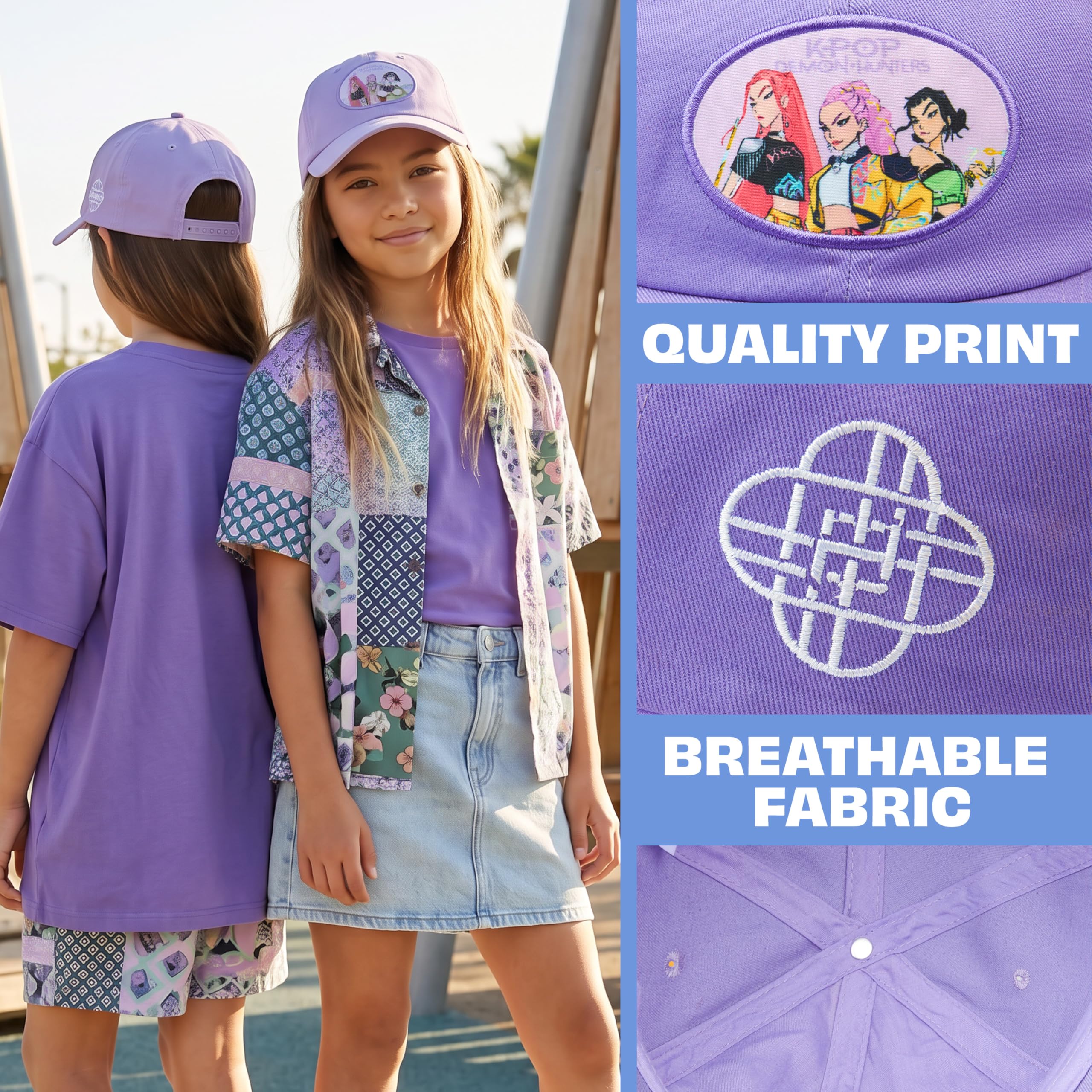 Get Trend Huntrix KPOP Demon Hunters Gorra Niña 6-14 Años, 100% Algodón, Transpirable, Gorra Beisbol Ajustable para Verano Playa Vacaciones