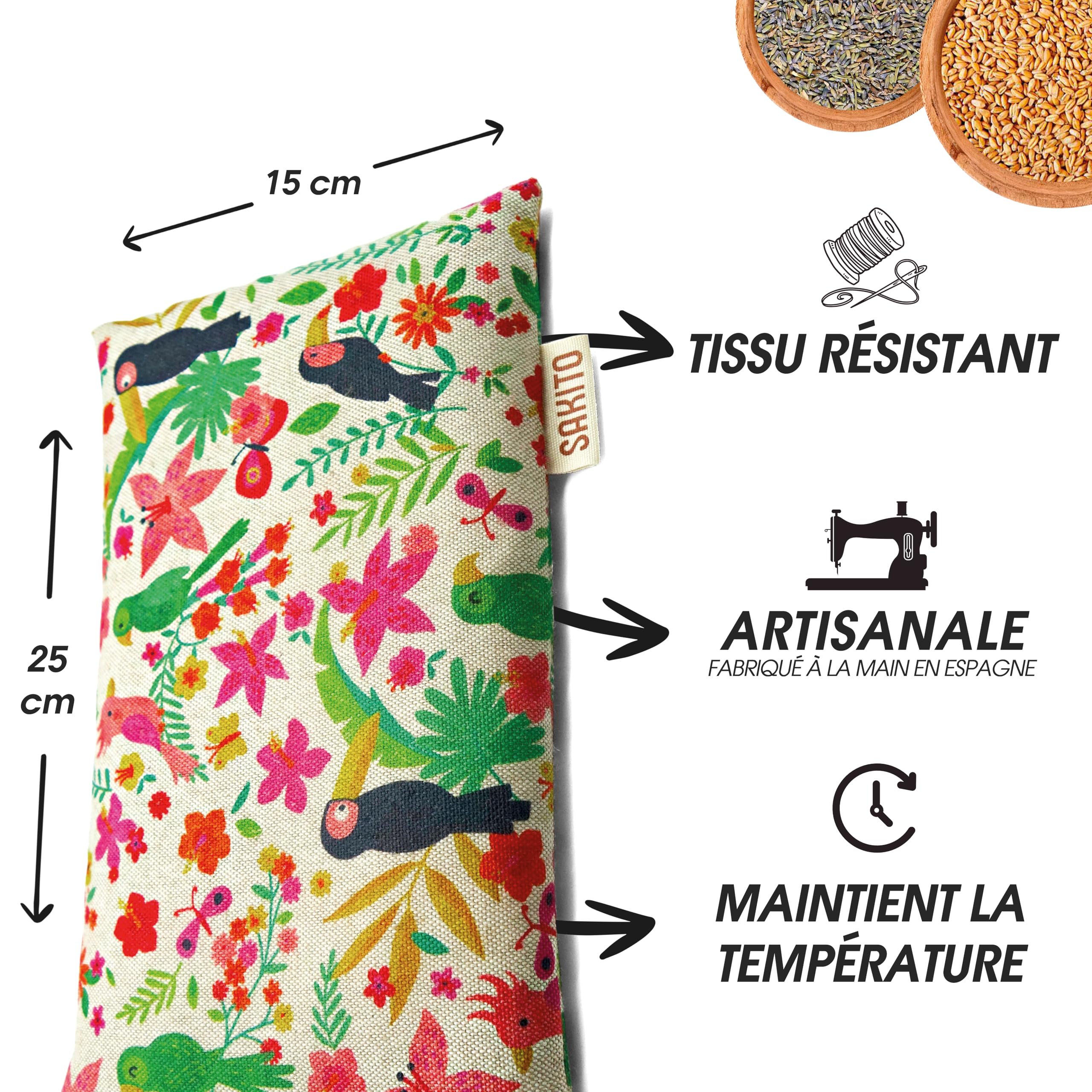 Bouillotte Micro-onde (25x15 cm) - Thérapie Naturelle contre le Stress et Douleurs Musculaires - Utilisation Chaude ou Froide - Grande Rétention de Chaleur - Tissu de Première Qualité - Parfum Lavande