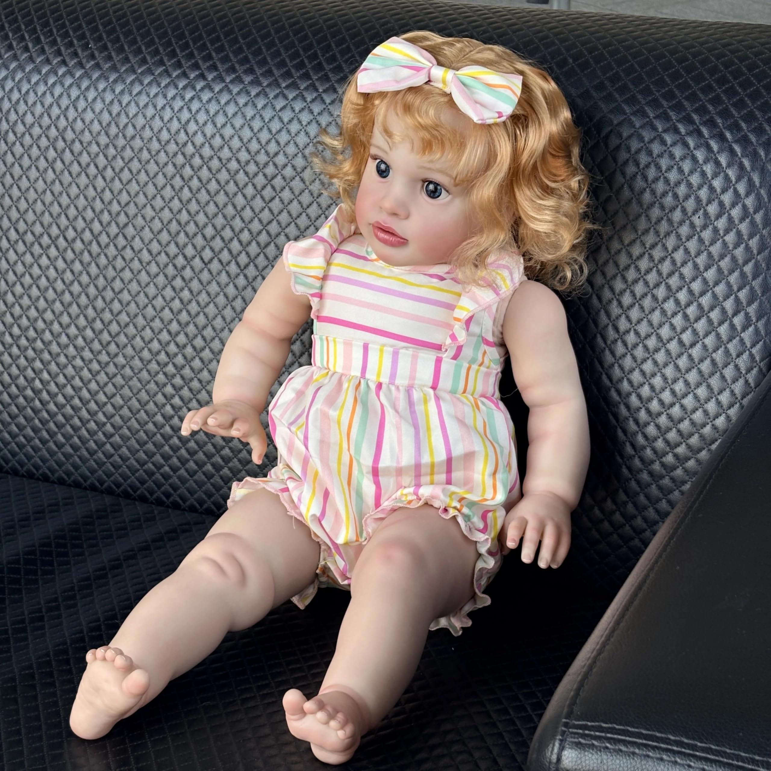 RXDOLL Bambole rinate di grandi dimensioni Pippa 66 pollici realistiche Reborn Bambole Ragazza Morbido Panno in Vinile Corpo Realistico Bambino Bambola In Piedi Ragazza Capelli Biondi per Bambini Età