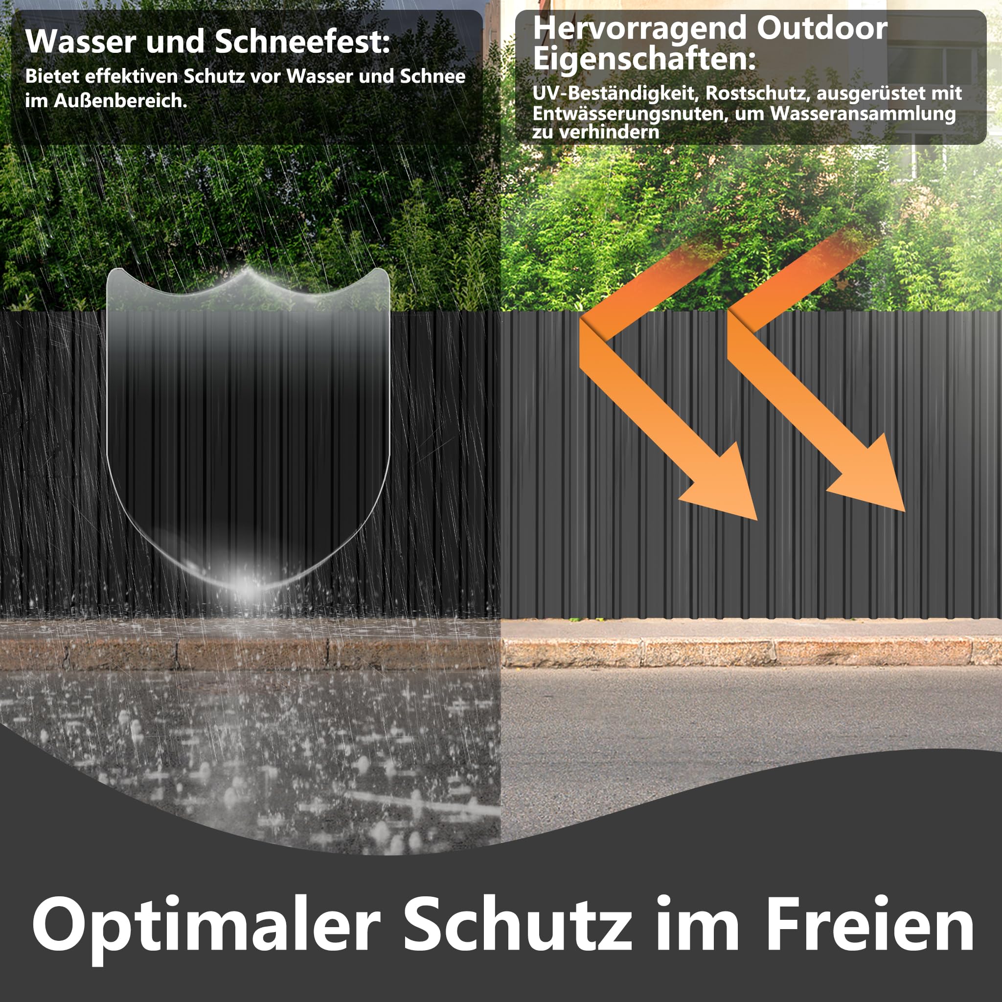 YRHome 24er Dachbleche Trapezblech 129,5x45cm Stahlblech Formblech Platten Dachplatten Wetterfest Wellblechplatten Verzinkter Stahl für Garagen Dach inkl. Schrauben und Handschuhe - Typ A Schwarz