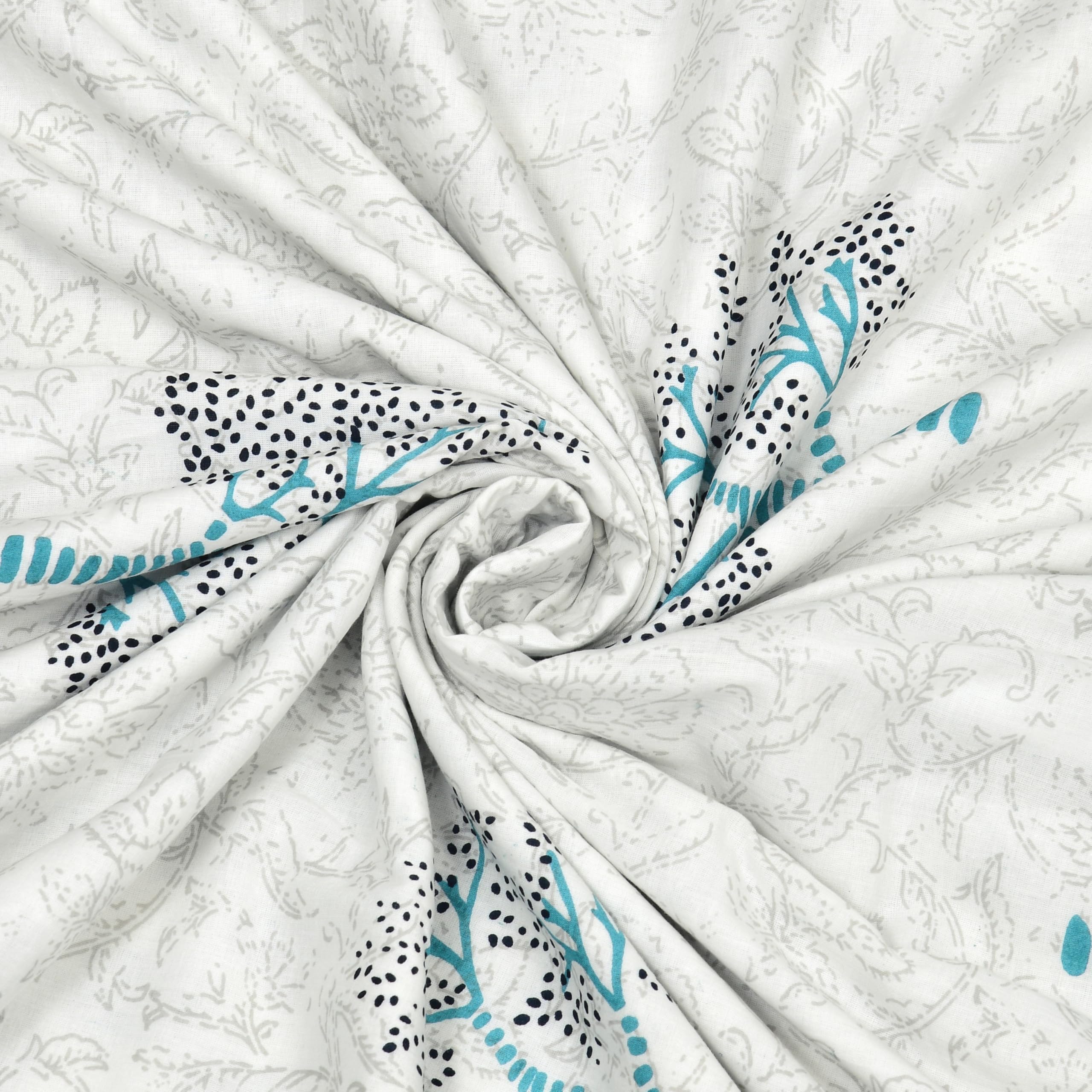BLOCKS OF INDIA Hand Block Printed Cotton Single Size Reversible Malmal Dohar for Summer (Blue Tree)-300 TC 3