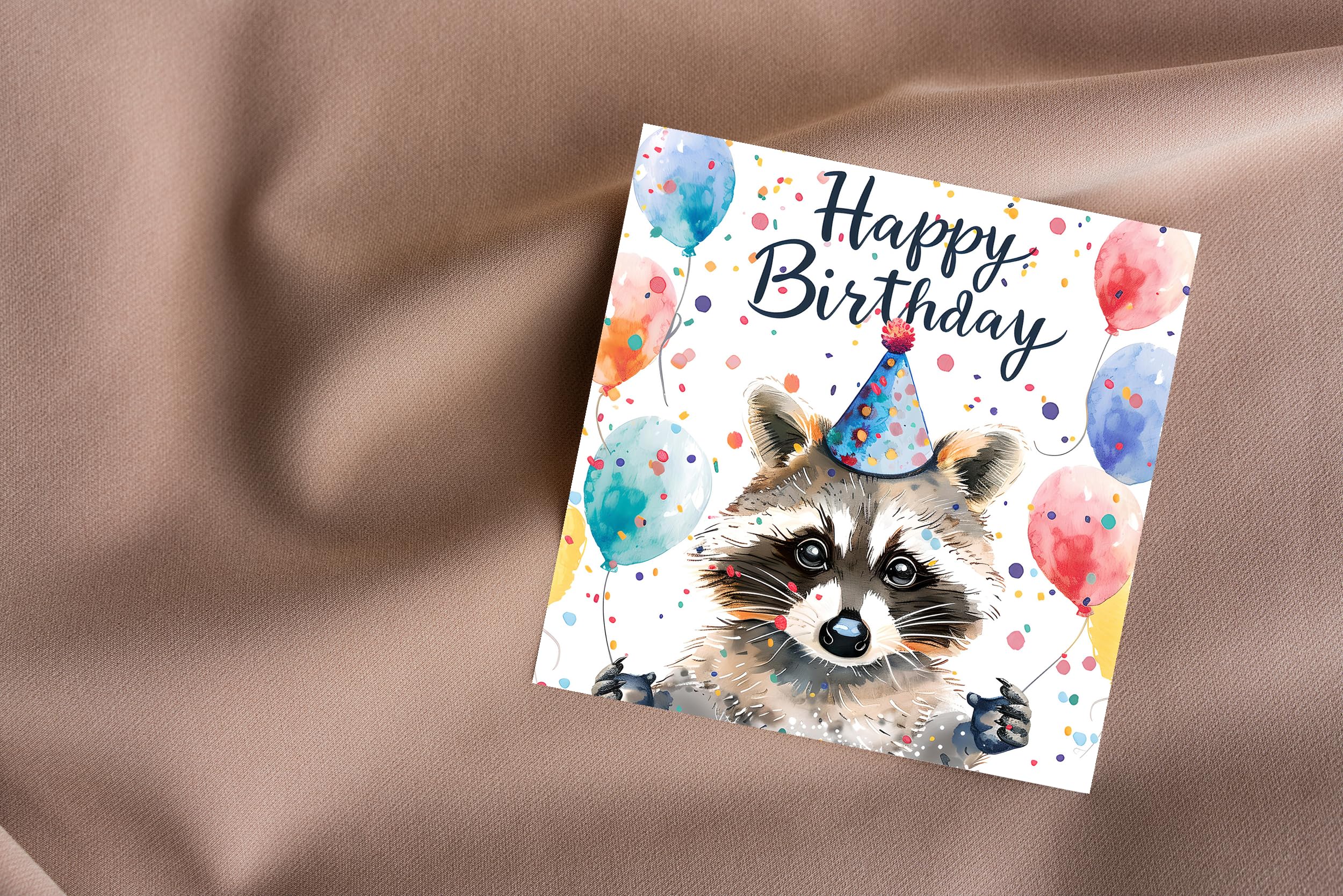 Carte De Voeux De Joyeux Anniversaire Avec Raton Laveur Dessin Animé