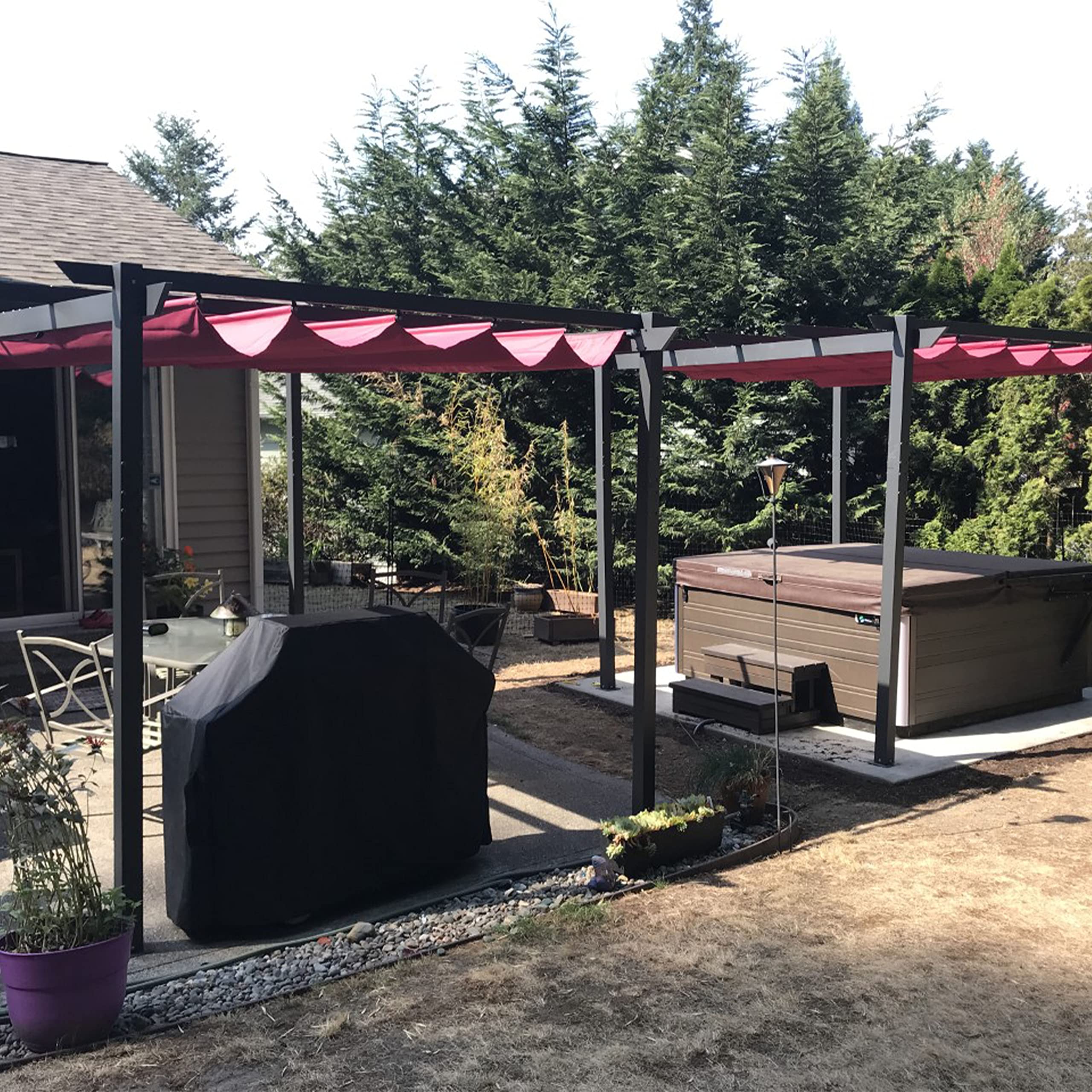 ALEKO Aluminum Outdoor Retractable Canopy Grape Trellis Pergola Canopy