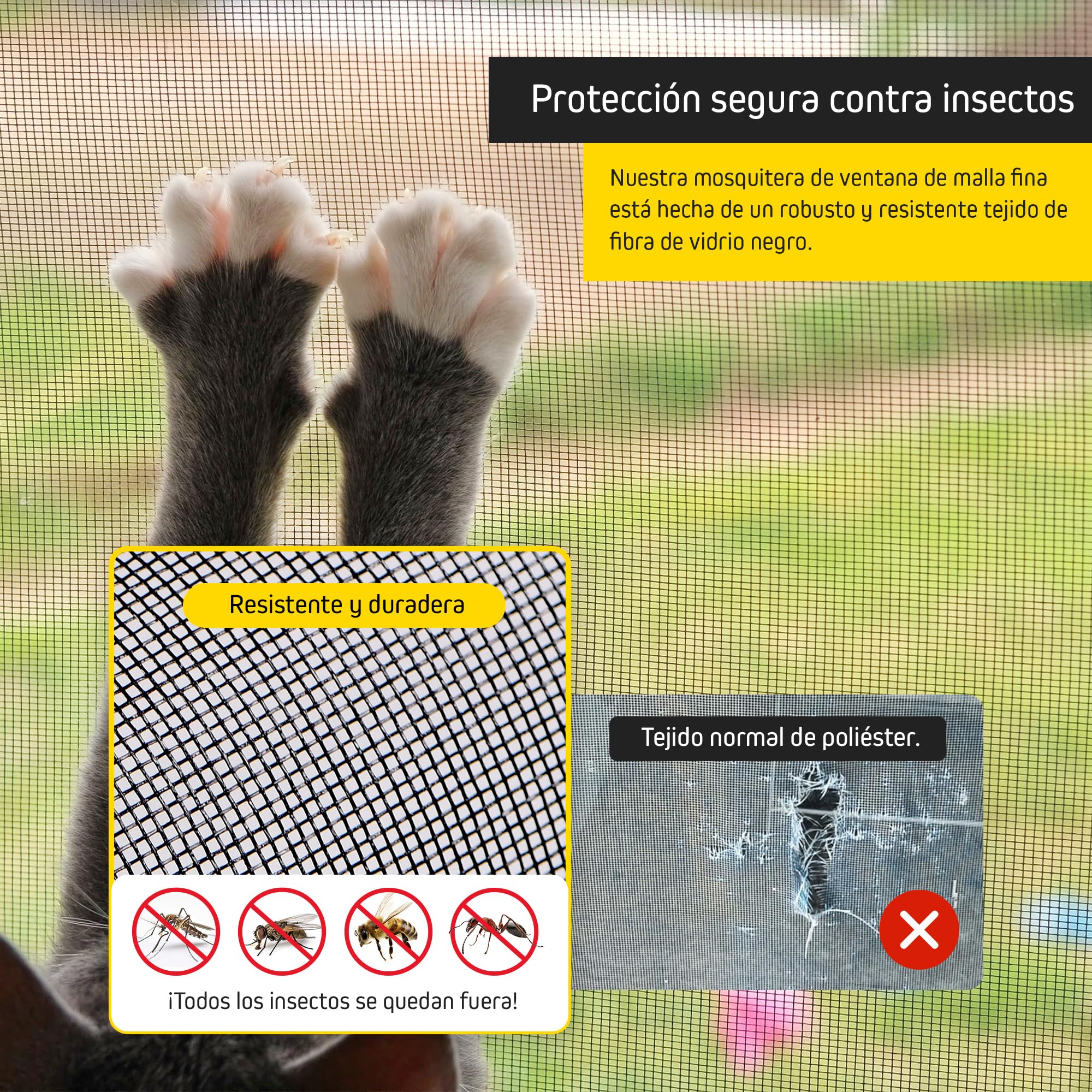 Jalousiescout Protectline Mosquitera para Ventana, Marco de Aluminio, Malla de Fibra de Vidrio Duradera, Instalación Fácil, Ajustable para Protección Contra Mosquitos, 100 x 120 cm, Blanco