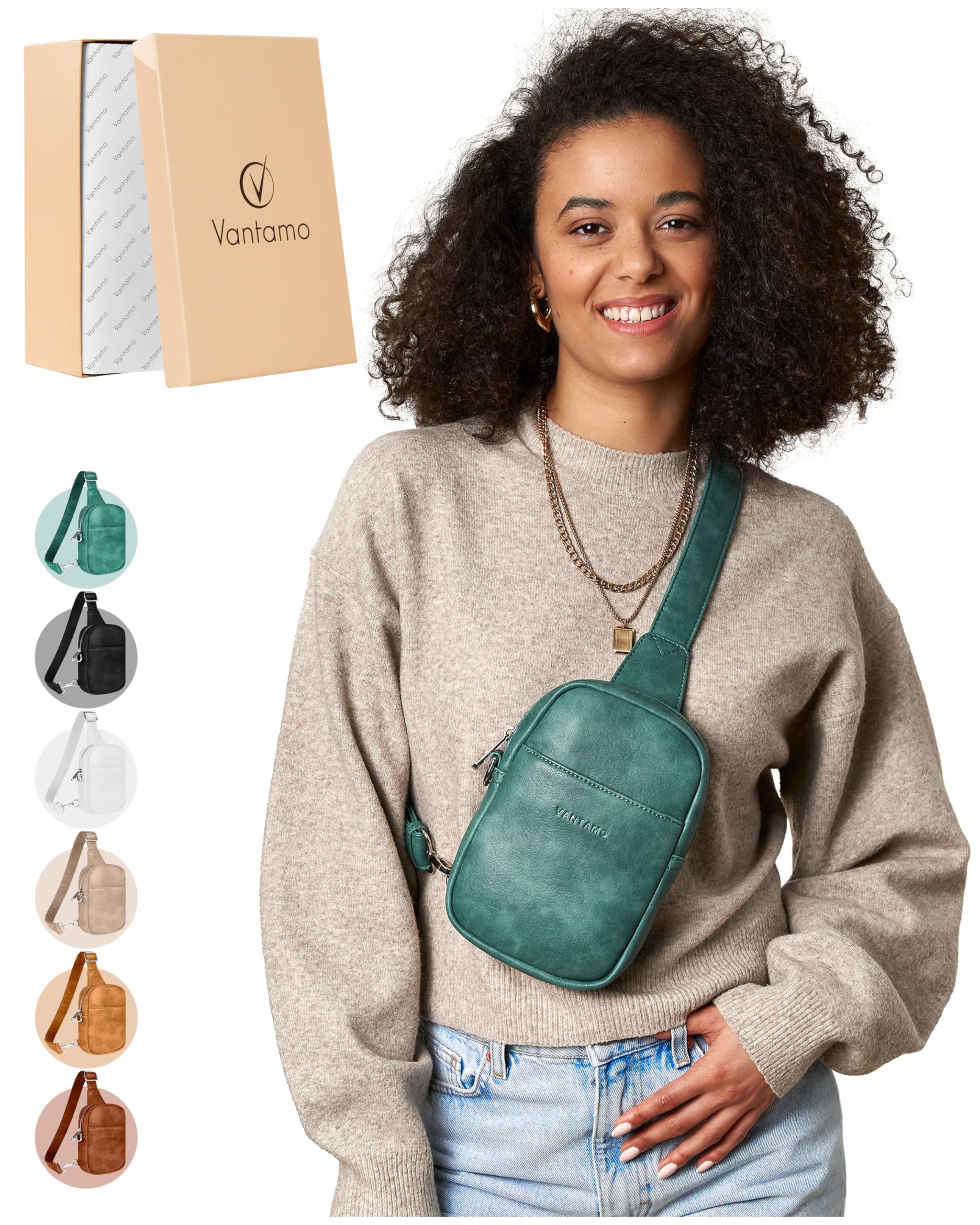 Vantamo Umhängetaschen für Damen: RFID-Blockierung, veganes Leder, Umhängetasche mit Anti-Taschendiebstahl-Clip