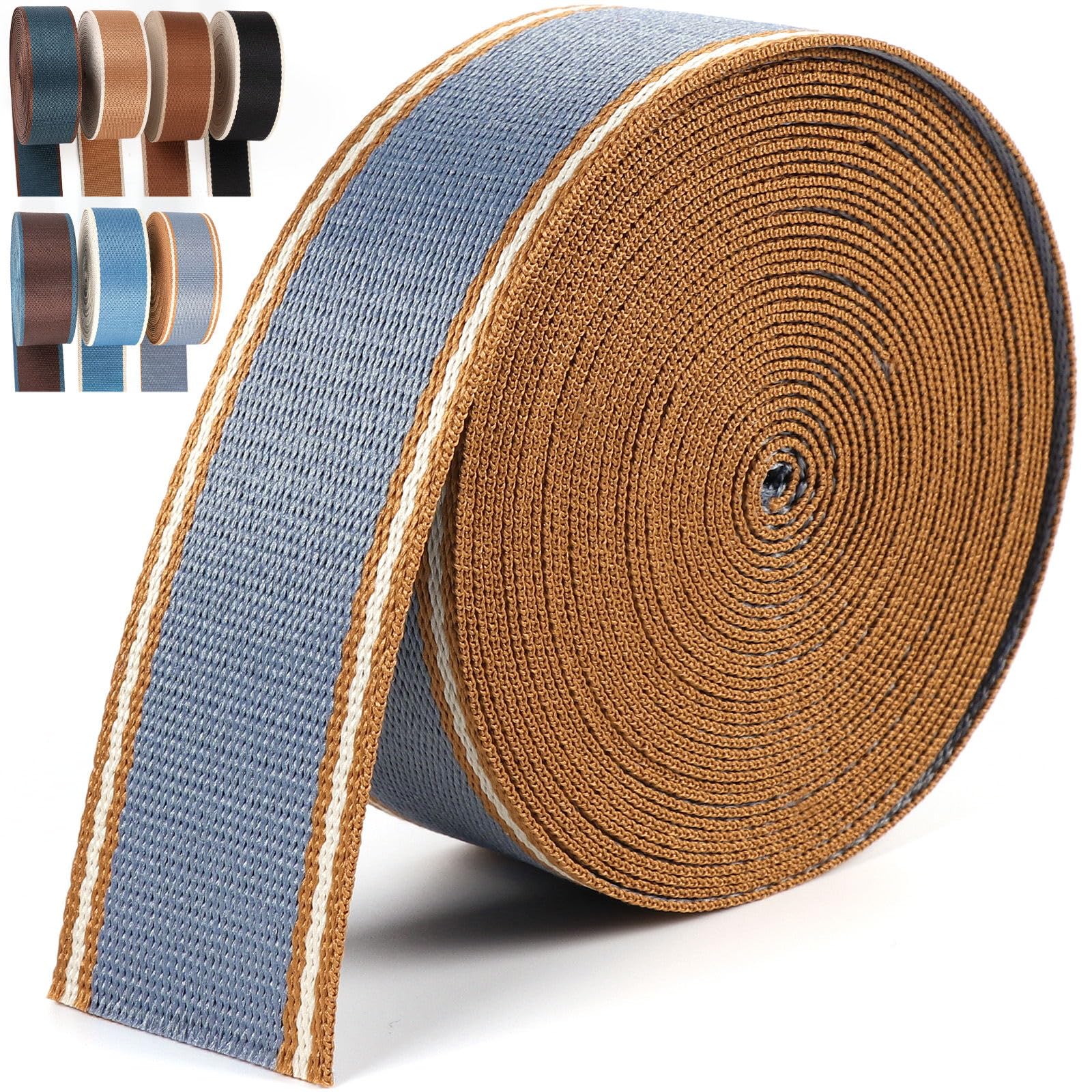 PECMER Nylon Webbing 1.5 Inch-Polyester Webbing 6 Yards Fog Blue Webbing Straps for Bags-Heavy Cotton Webbing 1.5 inch for Bag Handles Purse Straps Ribbon 1 1/2" (Fog Blue)