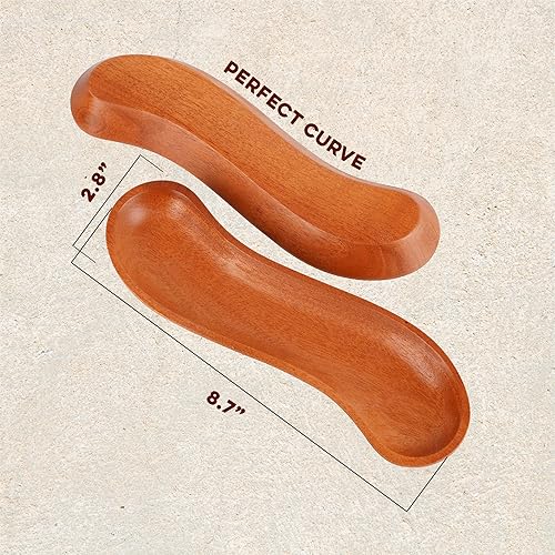 Miniatura 3 de VieWood Juego de 2 platos de madera de olivo, bandeja curvada de olivo para condimentos, aperitivos, perfectos para rollos de cena, accesorios de