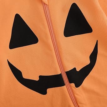 FIOMVA Unisex Halloween Baby Girl Boy Footed Onesie Zip Up Romper Pumpkin Print Footie Zipper Onepiece for Newborn Infant