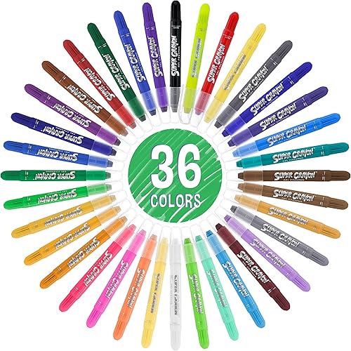 Miniatura 2 de U.S. Art Supply Super Crayons - Juego de 36 colores, brillante, mezclable y lavable, con cuaderno de bocetos de 8.5 x 11 pulgadas, 70 libras (110
