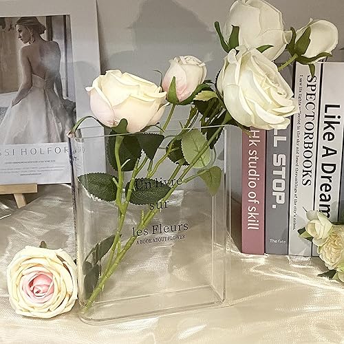 Miniatura 6 de MINGRI Florero para flores, jarrones transparentes, jarrones acrílicos para flores, florero único, bonito jarrón para decoración de estantería,