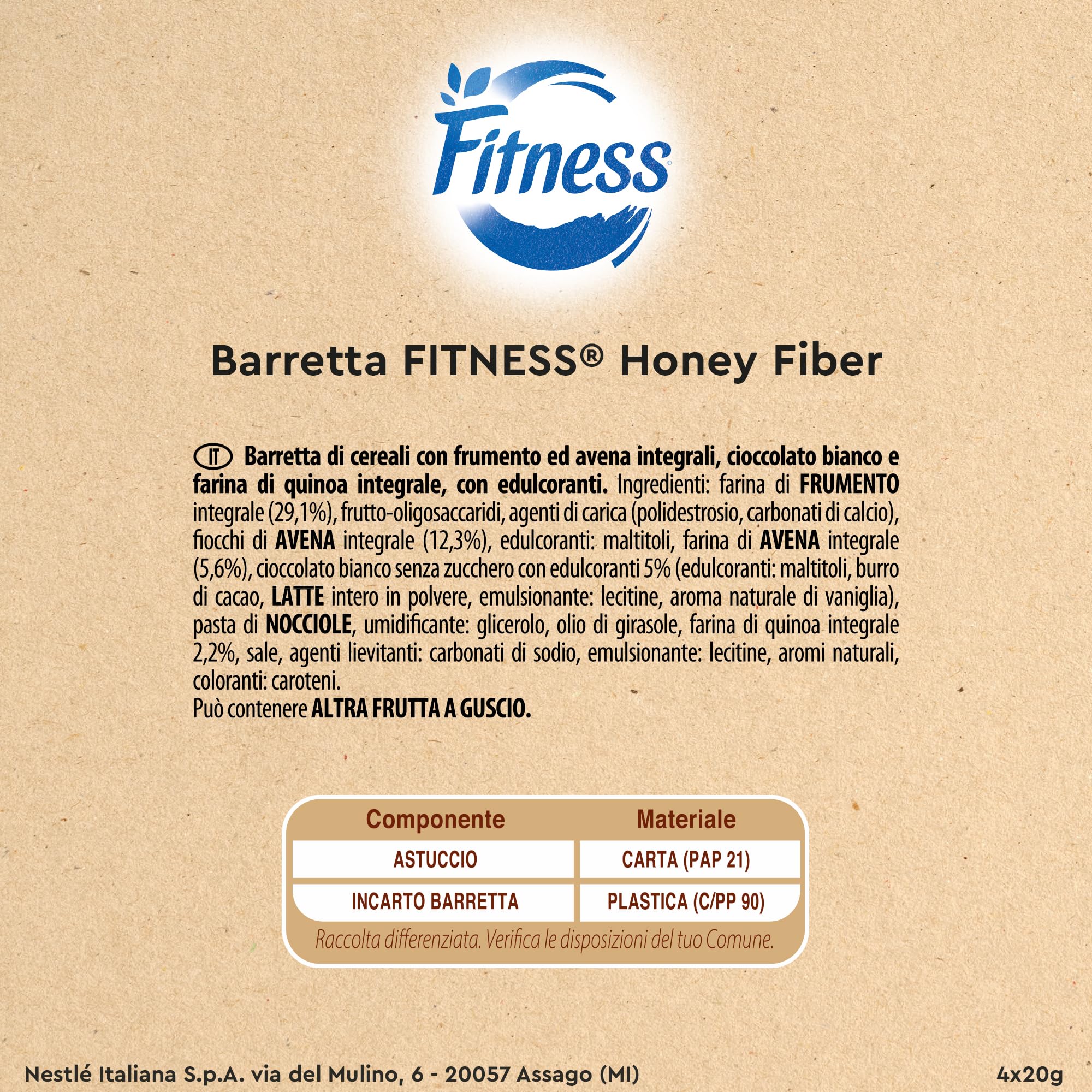 FITNESS Barritas Fibra 4x20g