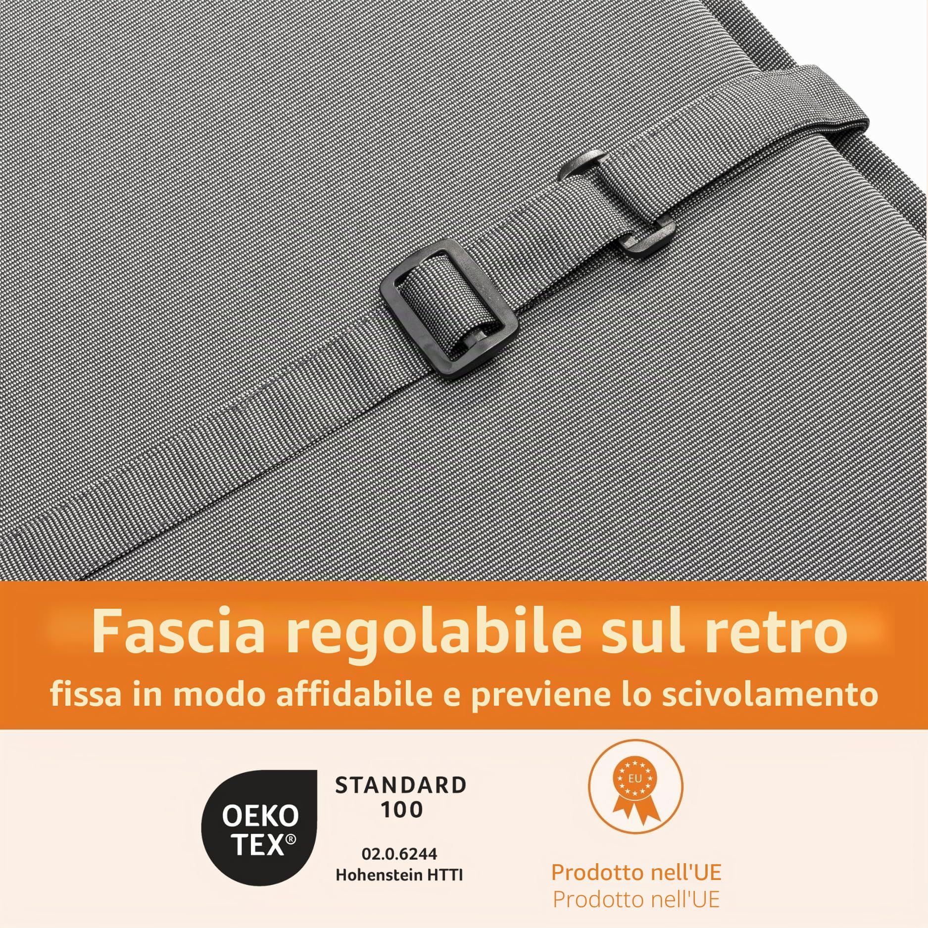 Set di 2 Cuscini per Sedia con Schienale Alto da Giardino, 120 x 50 x 6 cm, Grigio