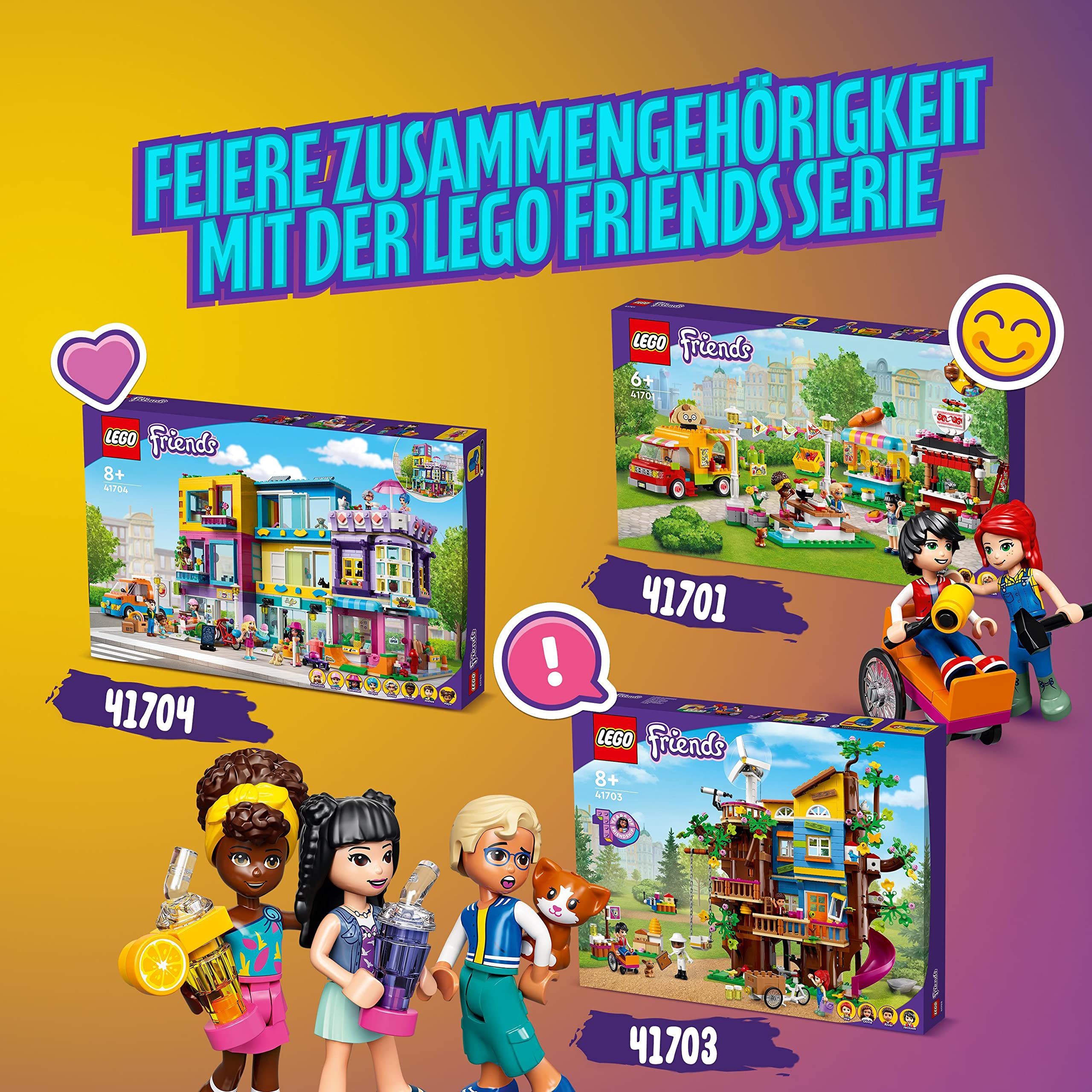 LEGO 41703 Friends Freundschaftsbaumhaus mit 5 Mini-Puppen und Tier-Figur, Natur-Lernspielzeug für Mädchen und Jungen ab 8 Jahren, Spielzeug-Haus in Heartlake City, Geschenk für Kinder