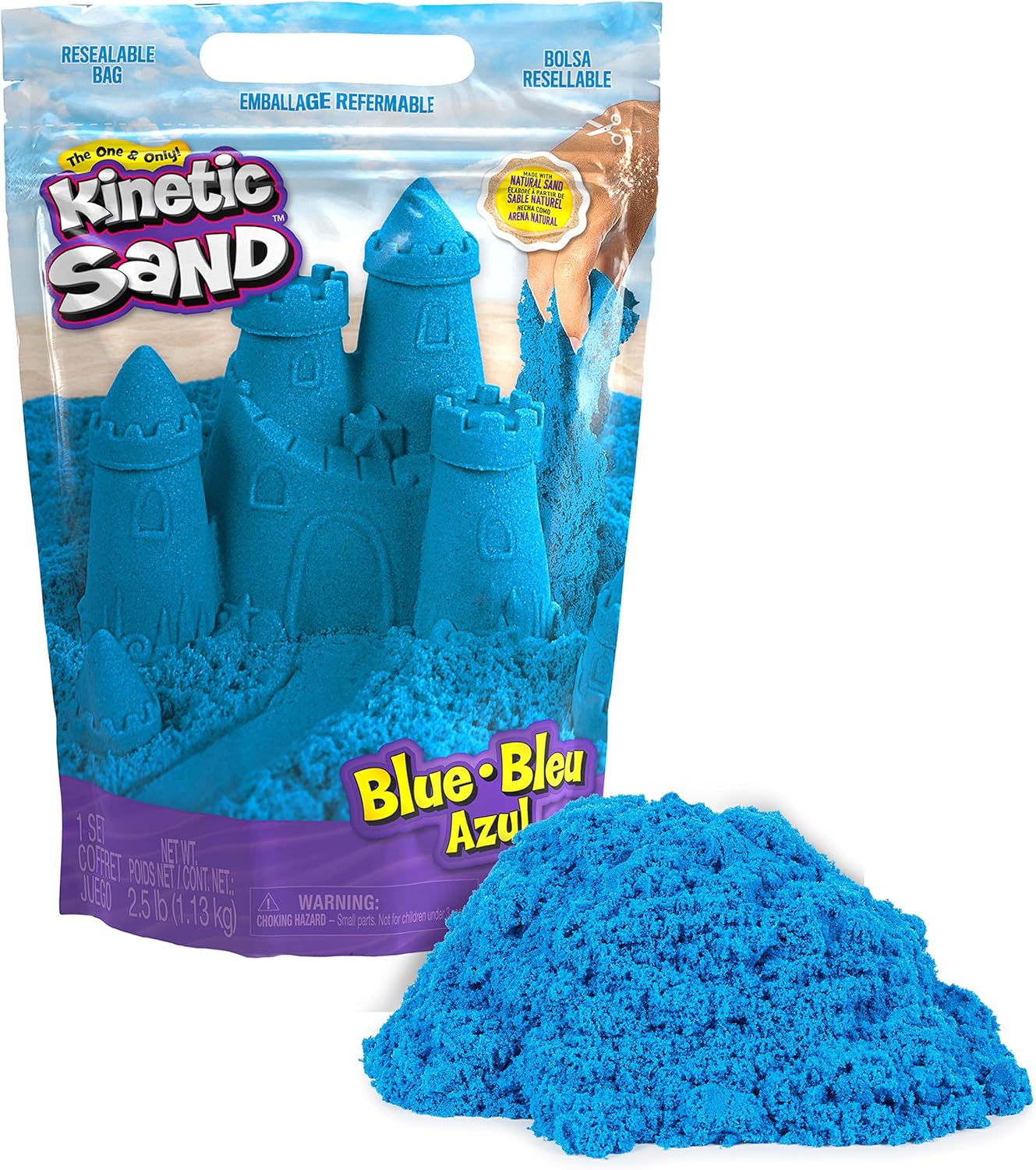 Sand, 2.5lbs Blue Play Sand, Moldable Sensory Toys