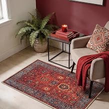 Keen Home Design Vintage Washable Entryway Rug, Non-Slip Low Pile, 2x3 | Machine Washable Cotton Chenille, 0.25In Low Pile, Rubber Non-Slip Back; Kitchen, Entryway, Bathroom, Bedside