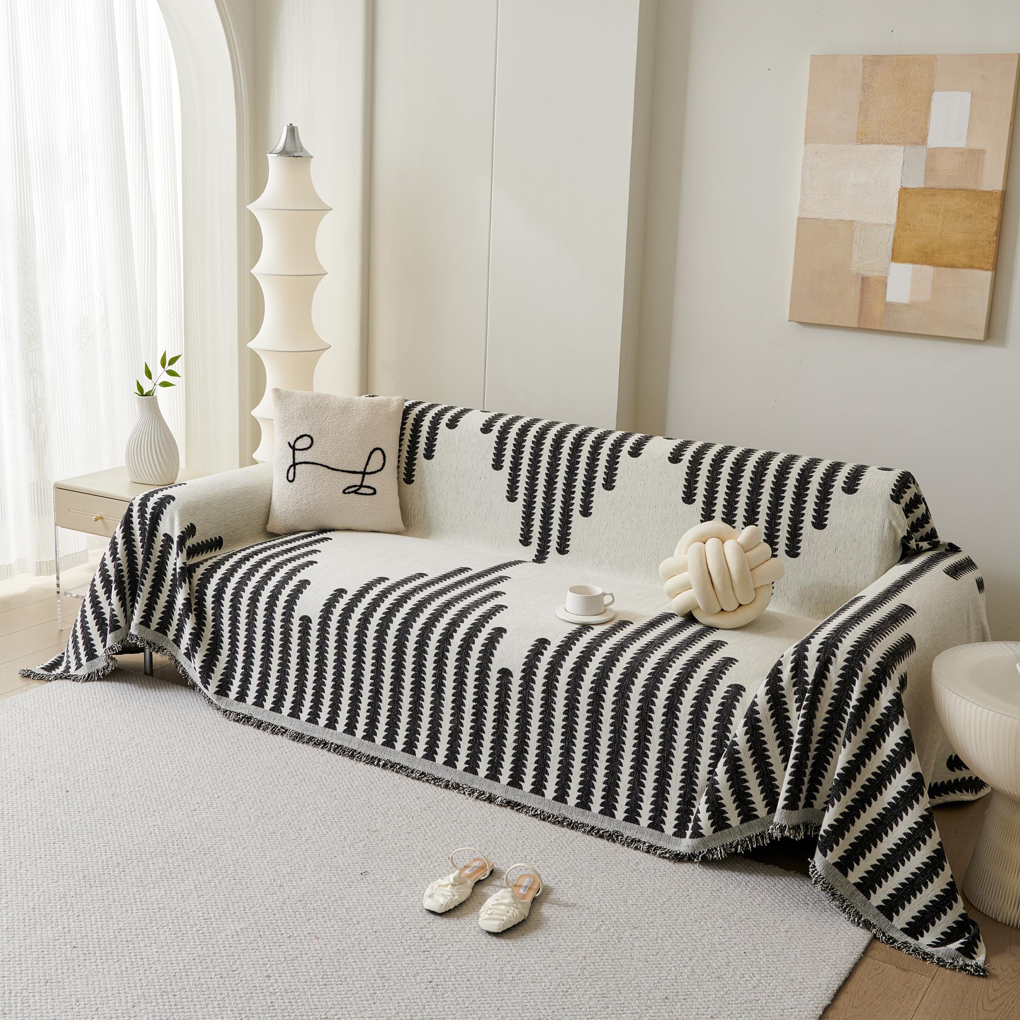 Manta Grande para sofá de 3 plazas, Súper Suave cómodo Mantas sofá,Lavable y Antideslizante, Super Grande para Silla, sofá, Cama (Negro,180x300cm)