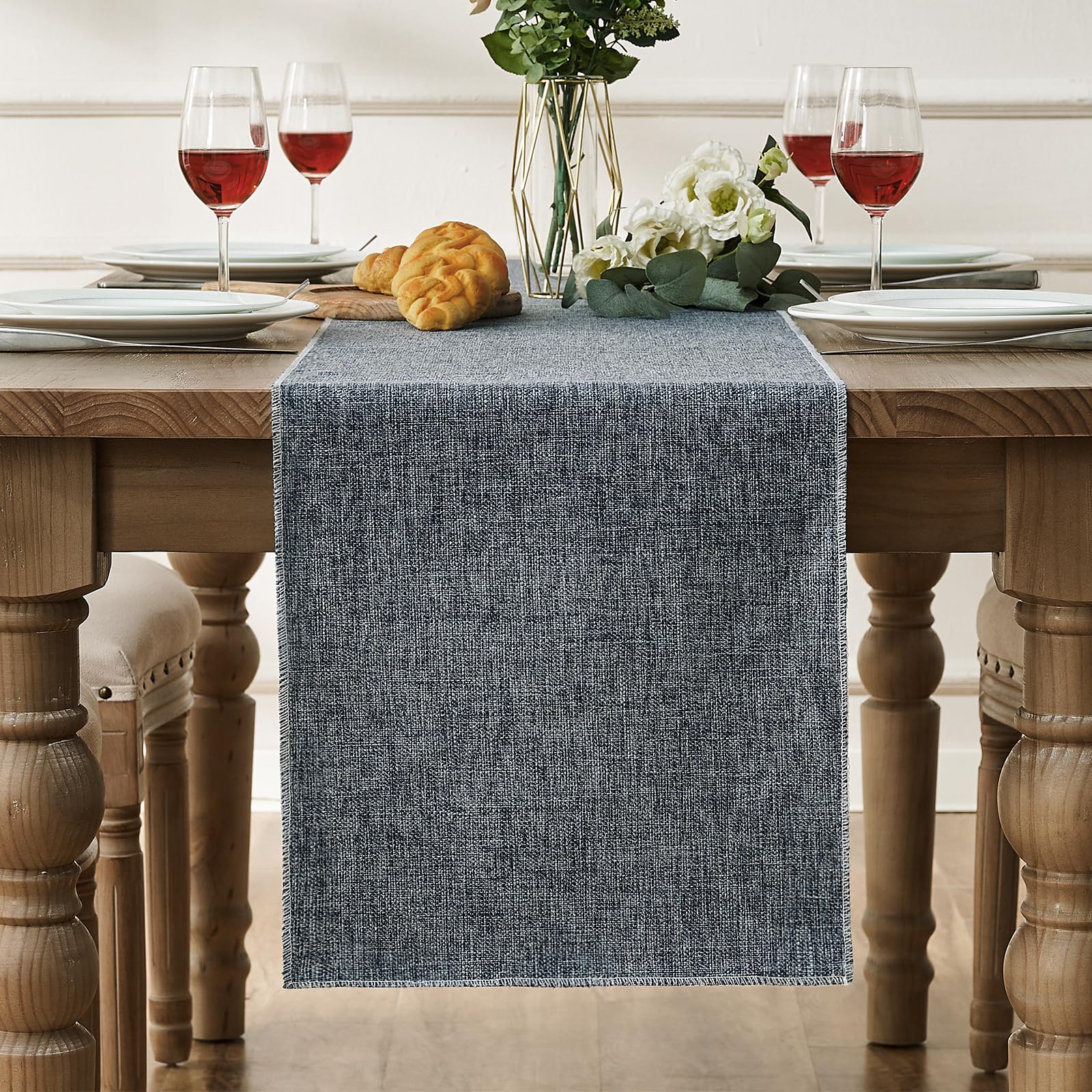 Tischläufer im Landhausstil Dunkelgrau Rustikaler Leinen Couchtisch-Dekoration Läufer für Weihnachten, Hochzeit, Feiertage, Partys und Esszimmerdekoration, 30 x 180 cm