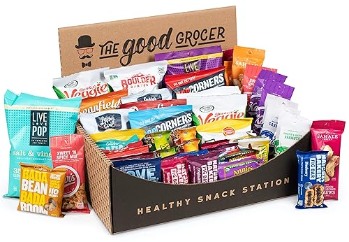 The Good Grocer - Estación de aperitivos saludables totalmente naturales (50 unidades) - Snacks de oficina, paquete variado, almuerzos escolares