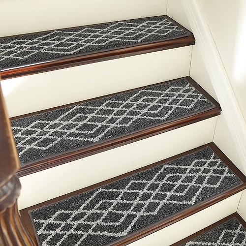 Miniatura 1 de COSY HOMEER Alfombra antideslizante suave de 28 x 9 pulgadas, para interiores en peldaños de madera, alfombras para niños y perros, 100 % poliéster,