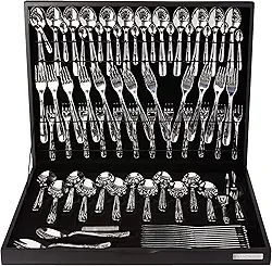 Faqueiro Maresias Aço Inox com Estojo de Madeira, 76 Peças, Prata, Tramontina