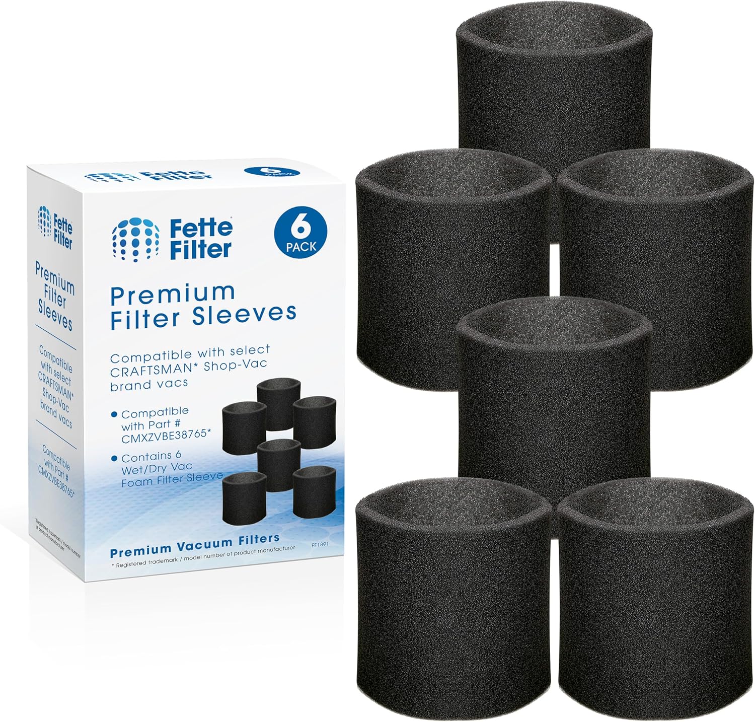 Fette Filter CMXZVBE38765 Wet/Dry Vac Foam Sleeve Wet Filter