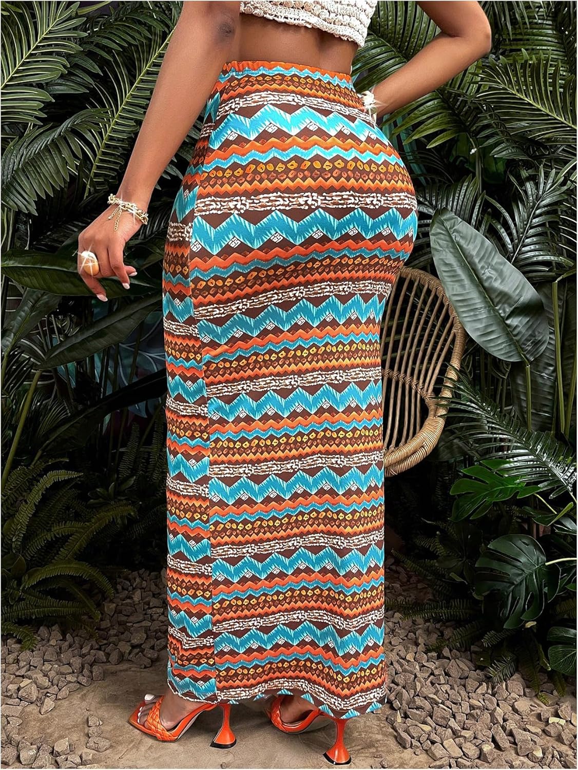 Floerns Women's Boho Print Maxi Skirt Summer High Waisted Bodycon Beach Vacation Skirts - Image 3