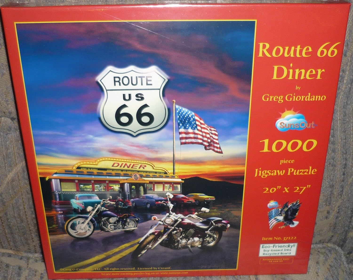 SUNSOUT Route 66 Diner 1000 Piece Jigsaw Puzzle - 20x27 Inch Retro Diner Art