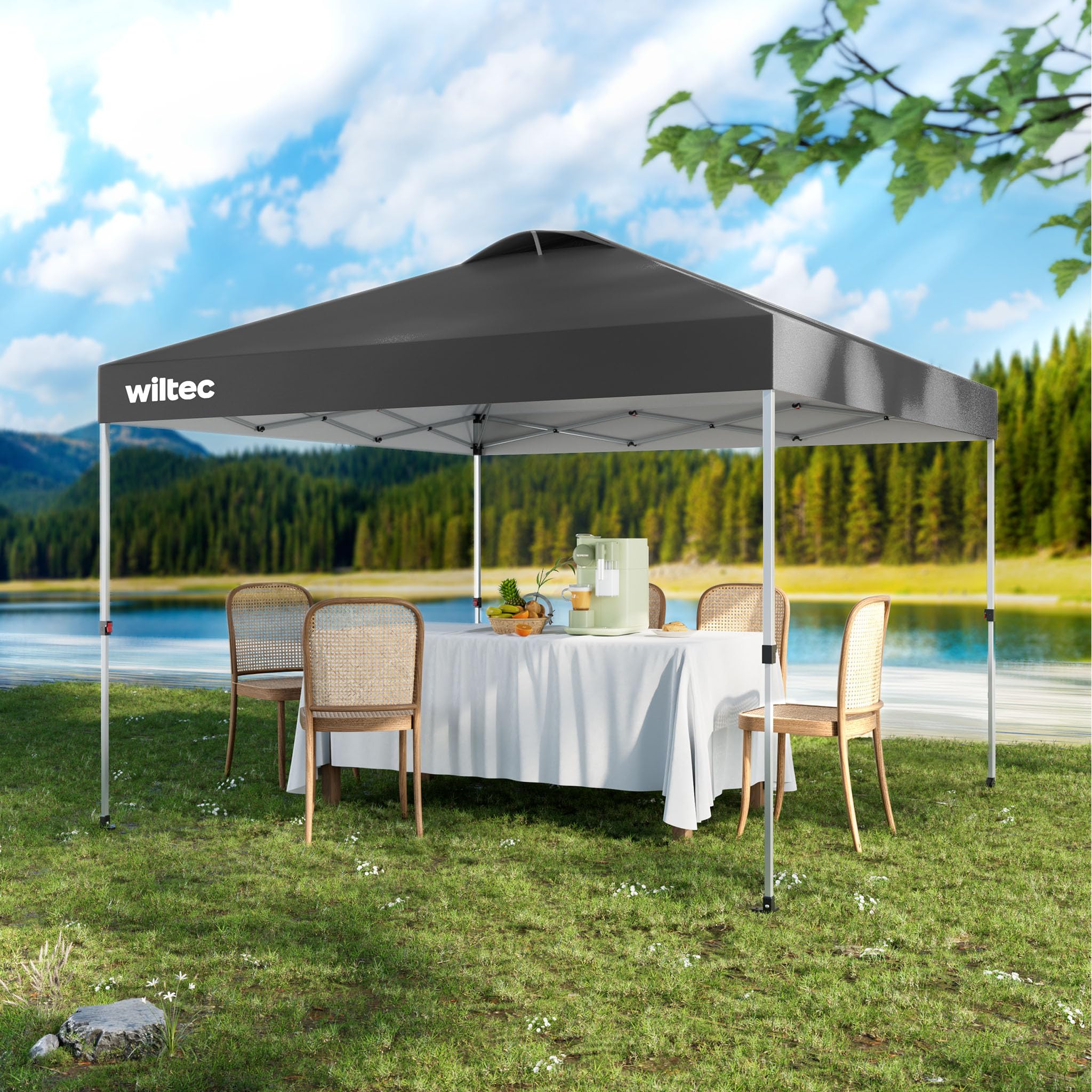 Wiltec Pop-up Pawilon składany na kołach pawilon ogrodowy szary 3x3m One push namiot imprezowy