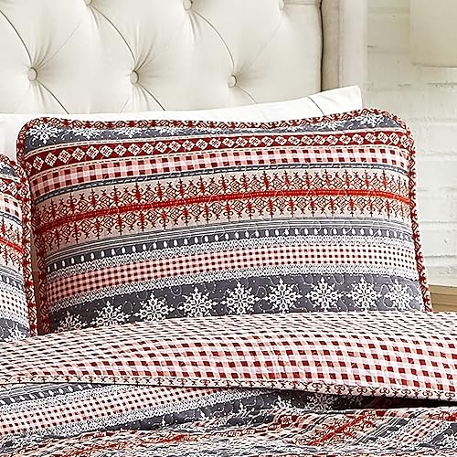 Miniatura 5 de Southshore Fine Living, Inc., Juego de ropa de cama suave de 3 piezas de Navidad con fundas acolchadas estilo granja, acogedora cabaña, tamaño King