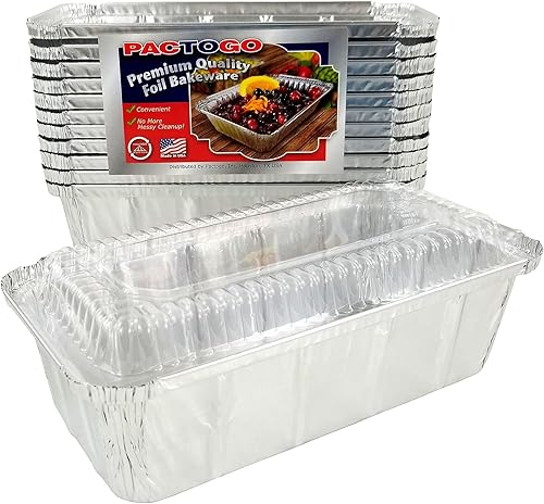 Miniatura 6 de PACTOGO Moldes de papel de aluminio de 2 libras para panpan con tapa de cúpula transparente (paquete de 100 juegos)