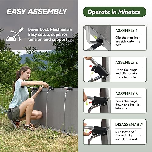 Miniatura 5 de MARCHWAY Tienda de campaña plegable ligera con bloqueo de palanca, fácil instalación, portátil, compacta para viajes al aire libre, caza,