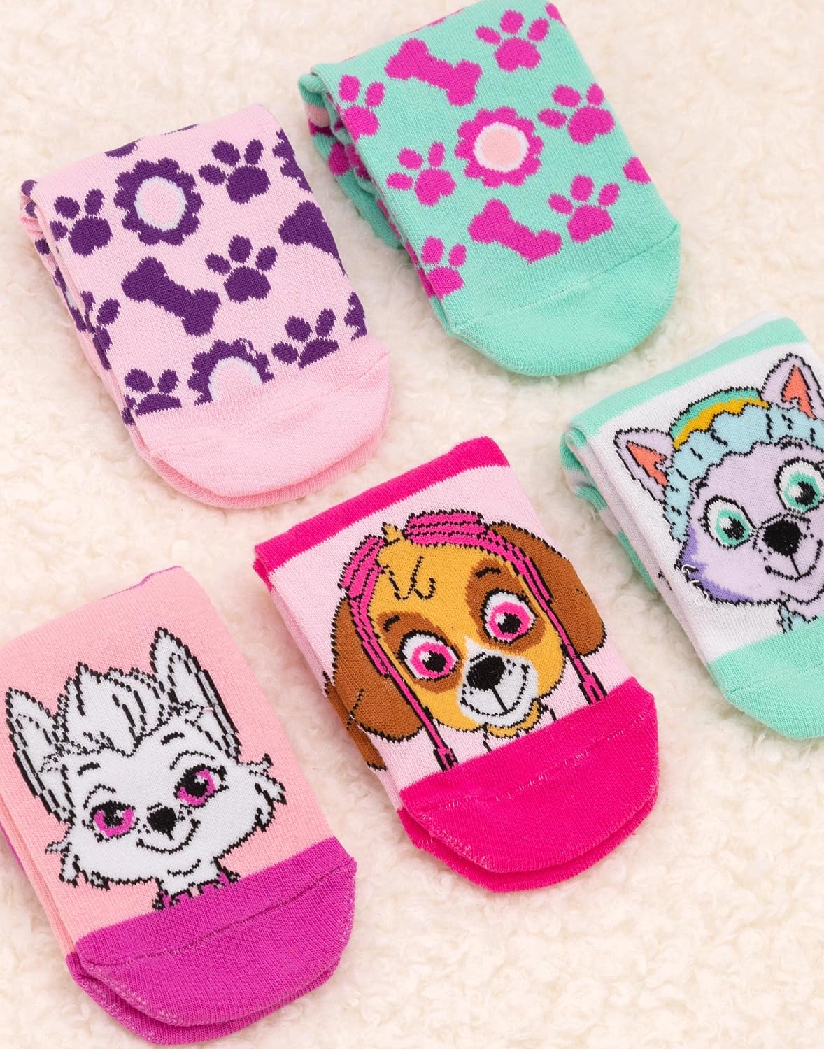Paw Patrol Socks 5 Pack Kids Girls Toddlers Characters Pink Blue Footwear